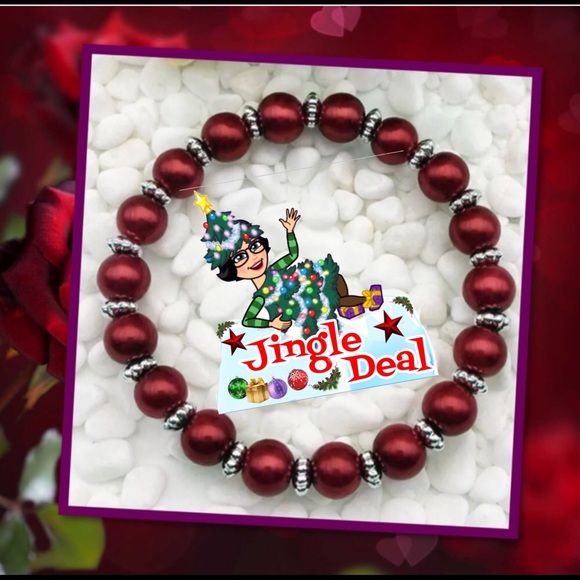 🌹NEW Red Water 8mm Glass Pearl/Silv Bclt - Picture 3 of 3